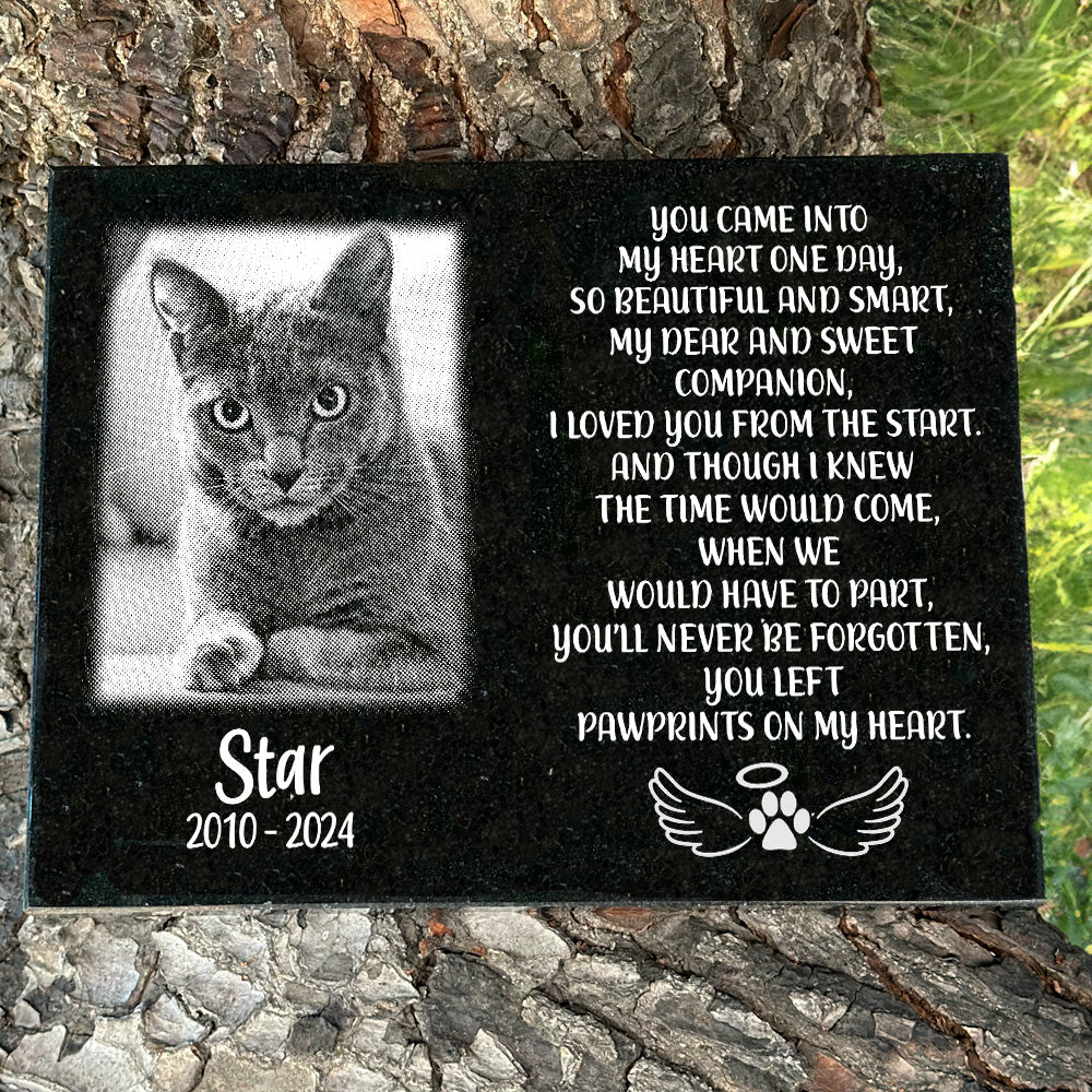Cat Outdoor Granite Memorial Plaque You Left Paw Prints