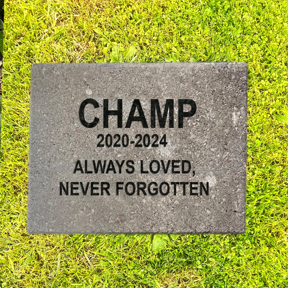 Engraved Gray Paver Headstones Grave Marker Custom Engraved Pet Memorial stone