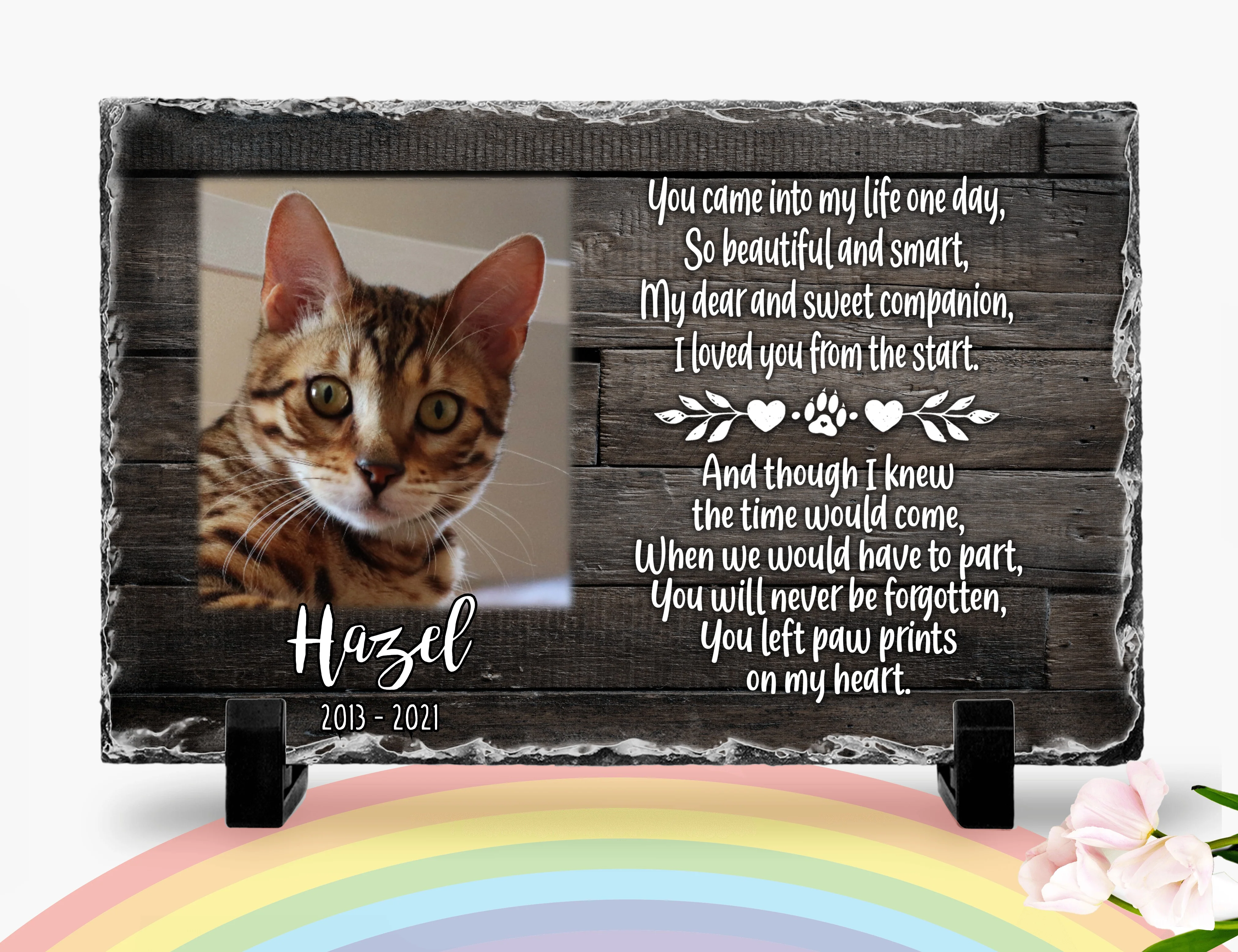 Loss of pet sympathy gift Personalized Cat Memorial Plaque You left paw prints on my heart