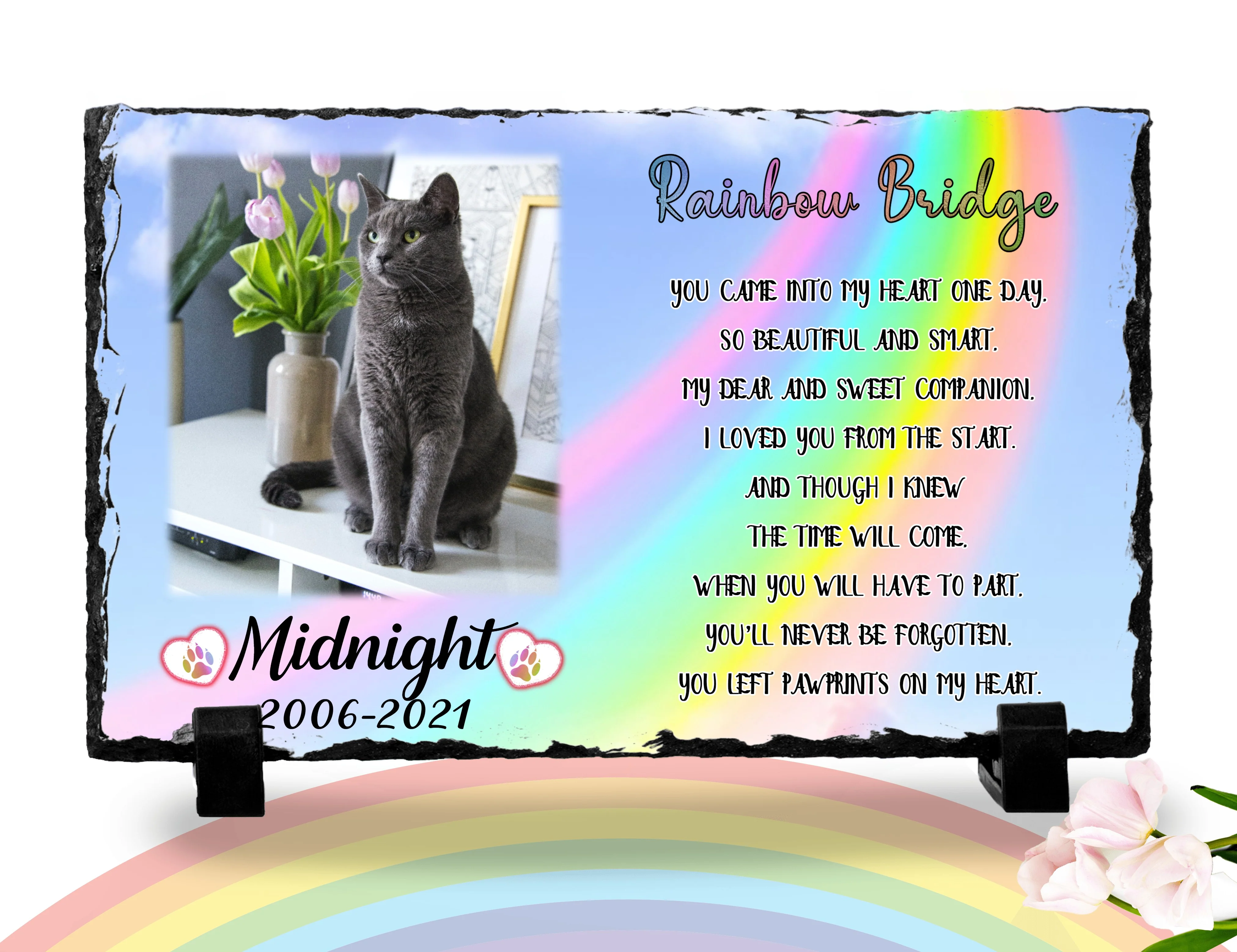 Cat Memorial Plaque Personalized Rainbow Bridge Pet loss Keepsake