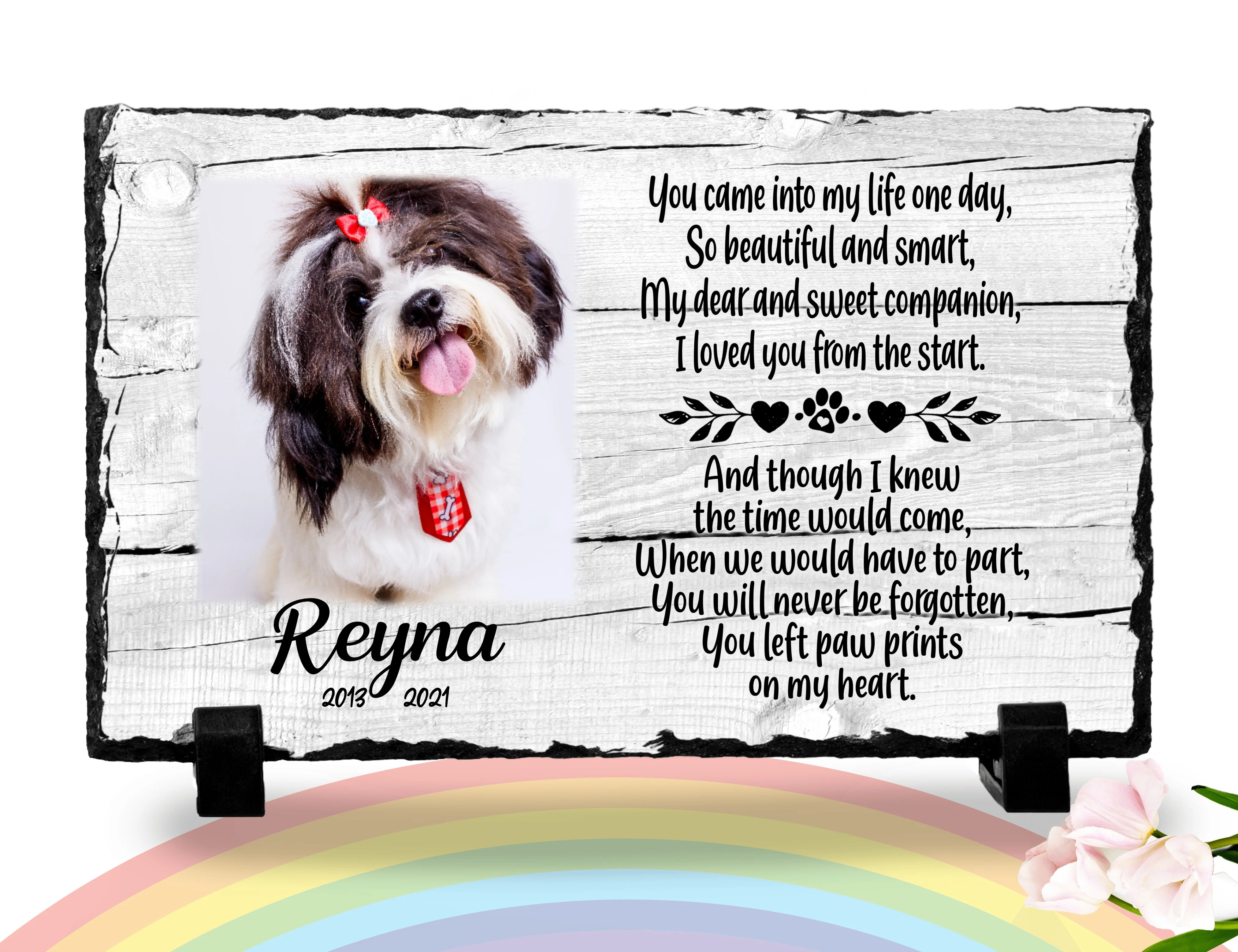 Personalized Dog Memorial Plaque   You left paw prints on my heart  Personalized Picture Keepsake