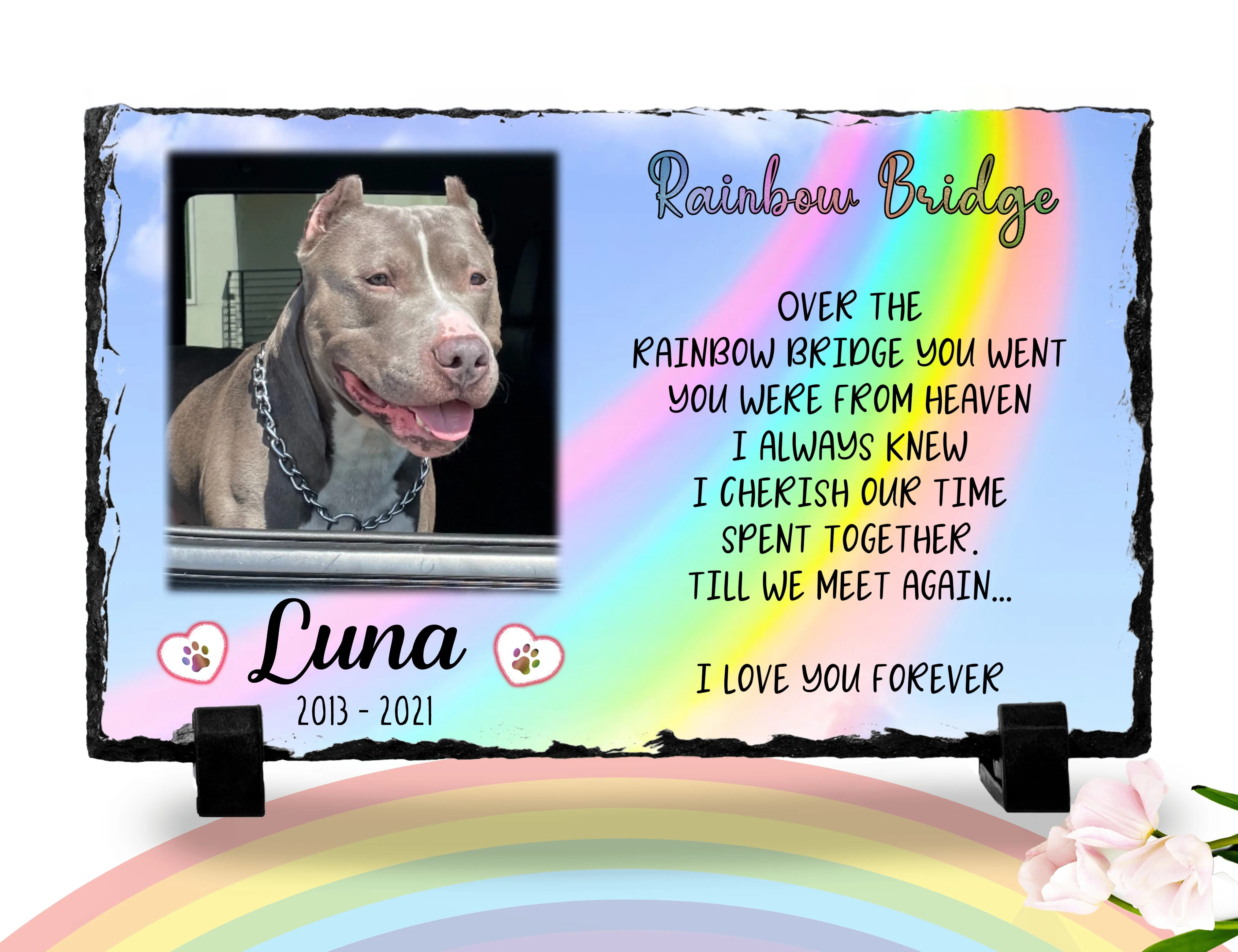 Pet loss Memorial Plaque Personalized Dog Keepsake You left paw prints on my heart  Personalized Picture gift