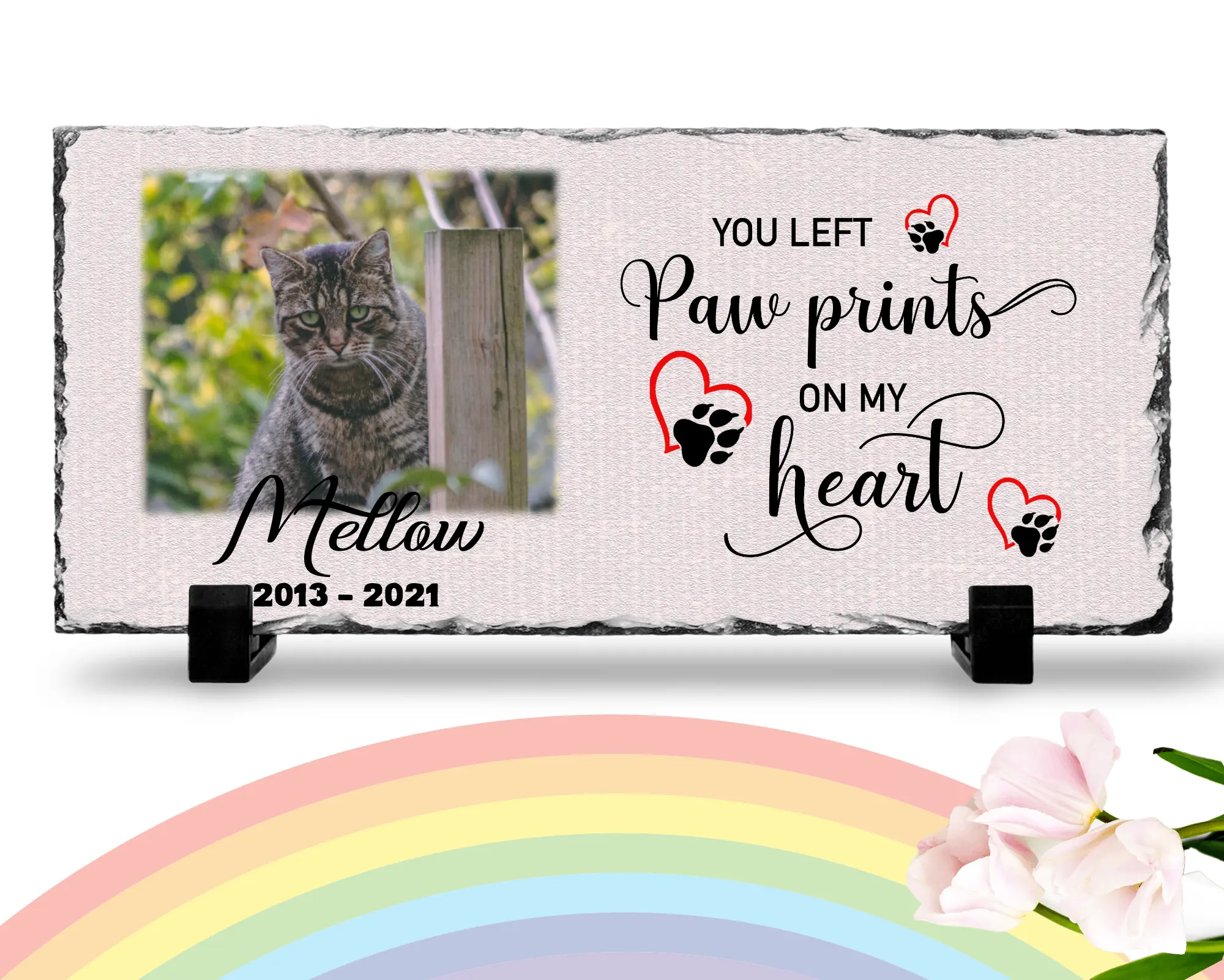 Personalized Personalized Cat Memorial Plaque  You left paw prints on my heart  Personalized Picture Keepsake