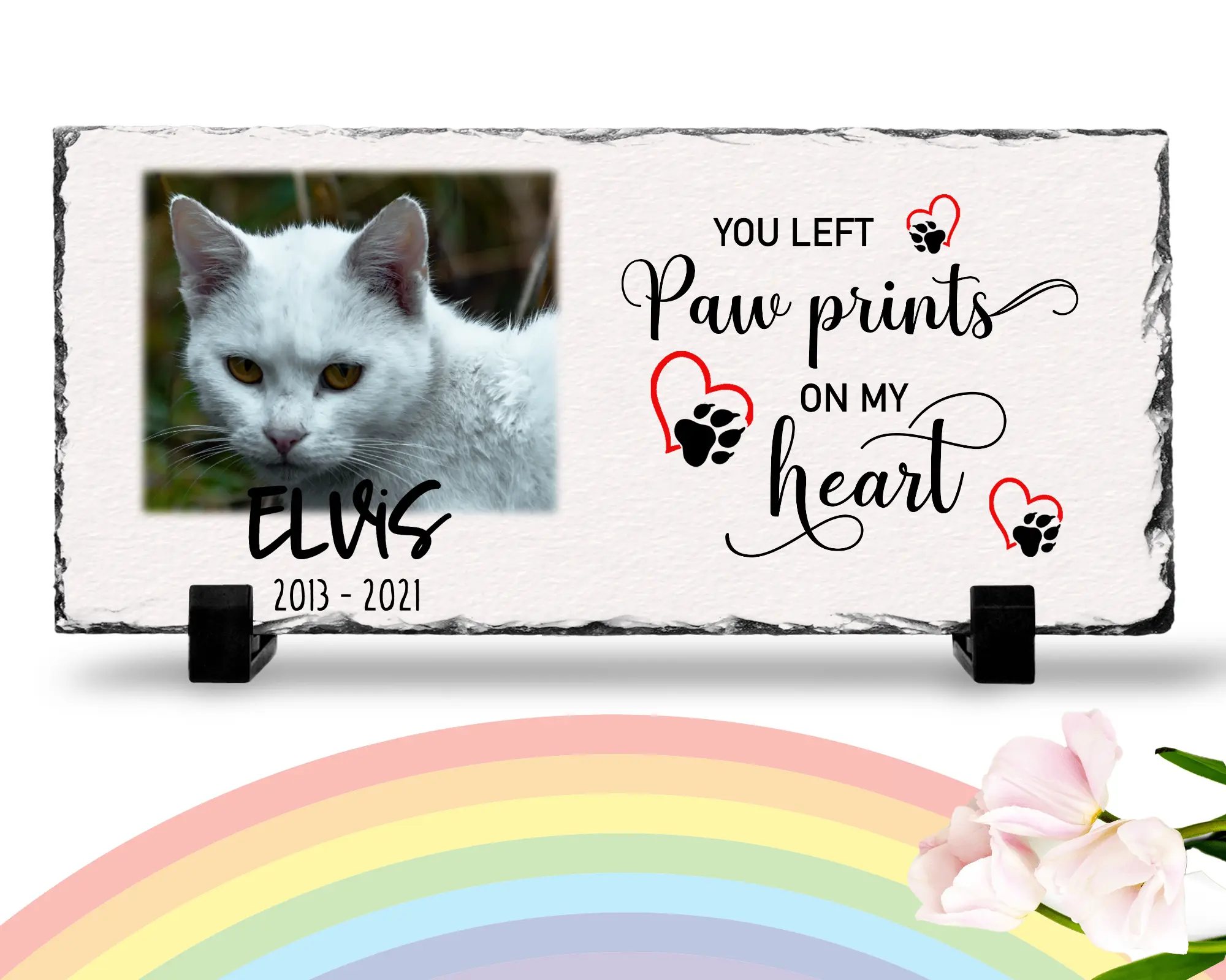 Personalized Personalized Cat Memorial Plaque You left paw prints on my heart  Personalized Picture Keepsake